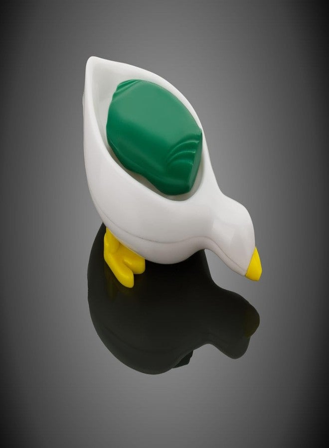 FLYMORE Duck-Shape Self Draining Soap Dish Holder, Easy Clean Soap Dish for Shower with Suction Cup Creative soap Box, for Bathroom, Kitchen, Bathtub, Wash basins (White,Plastic, Pack of 1) - Image 1
